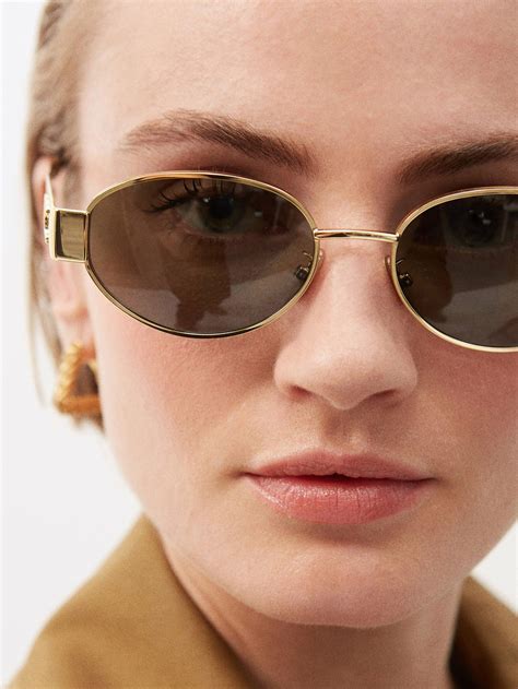 celine eyewear triomphe 01 round sunglasses|CELINE EYEWEAR Triomphe oversized round.